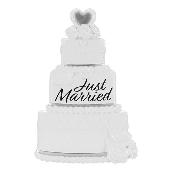 Personalized Just Married Wedding Cake Ornament - Image 2
