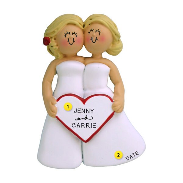 Personalized Wedding Couple Ornament - Two Blonde Brides